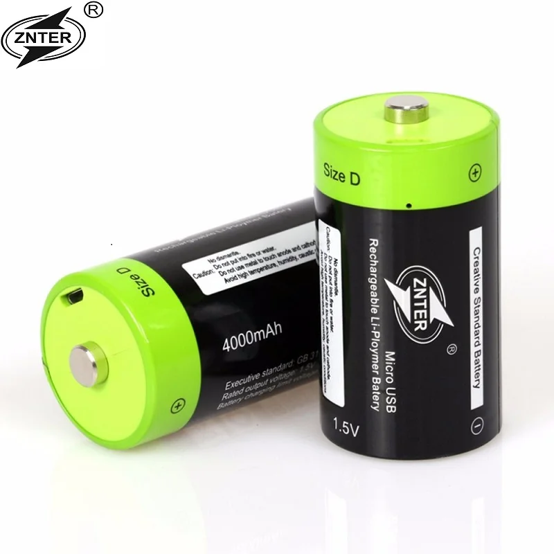 ZNTER 1 5 V 4000mAh размер D батарея микро USB перезаряжаемые батареи Lipo LR20 для RC камеры