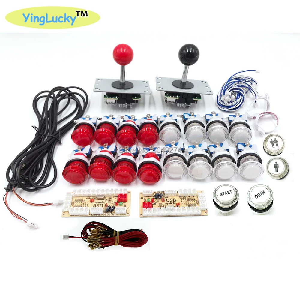 Нулевая задержка игровой DIY комплект комплекты деталей для игровых машин 2* sanwa Джойстик 2*5 в светодиодная кнопка 2* USB к ПК/Raspberry Pi плата