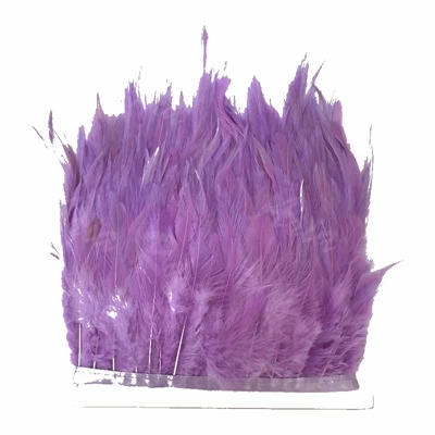 light purple Новое поступление года! 10 ярд неоновый лимонно-желтая обертка бахрома из перьев петуха планки Высота 4-" перья для свадьбы на праздник, украшение для платья - Цвет: light purple