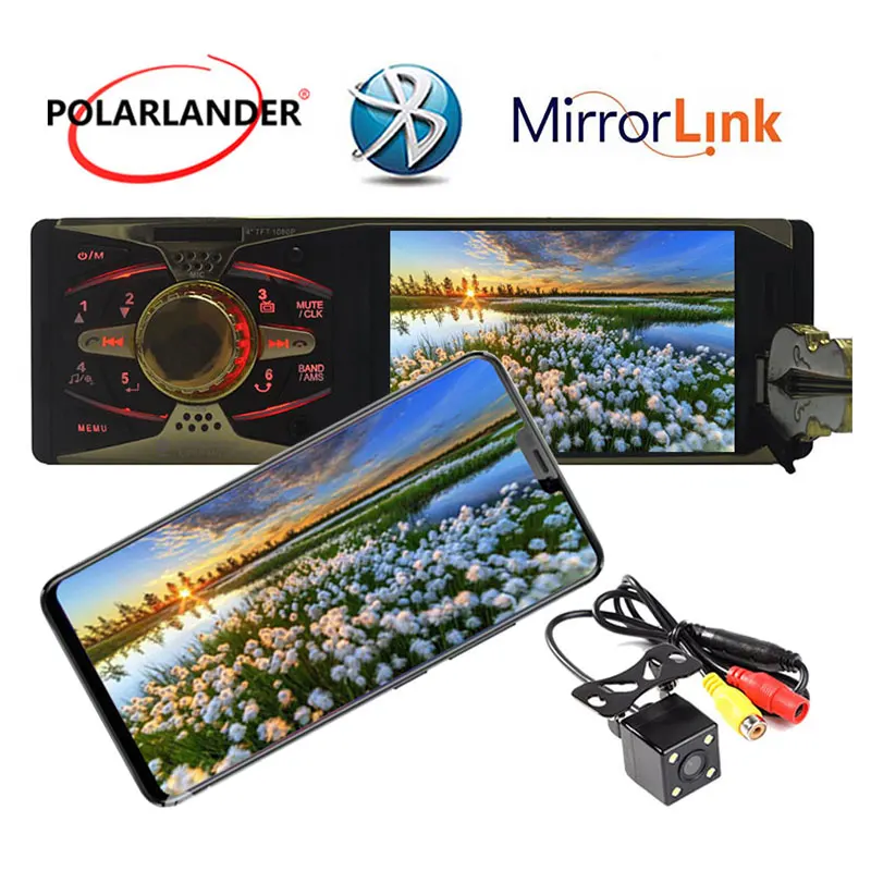 Автомагнитола 4 дюйма 5 языков 1 din BLUETOOTH 1080P поддержка видео камера заднего вида