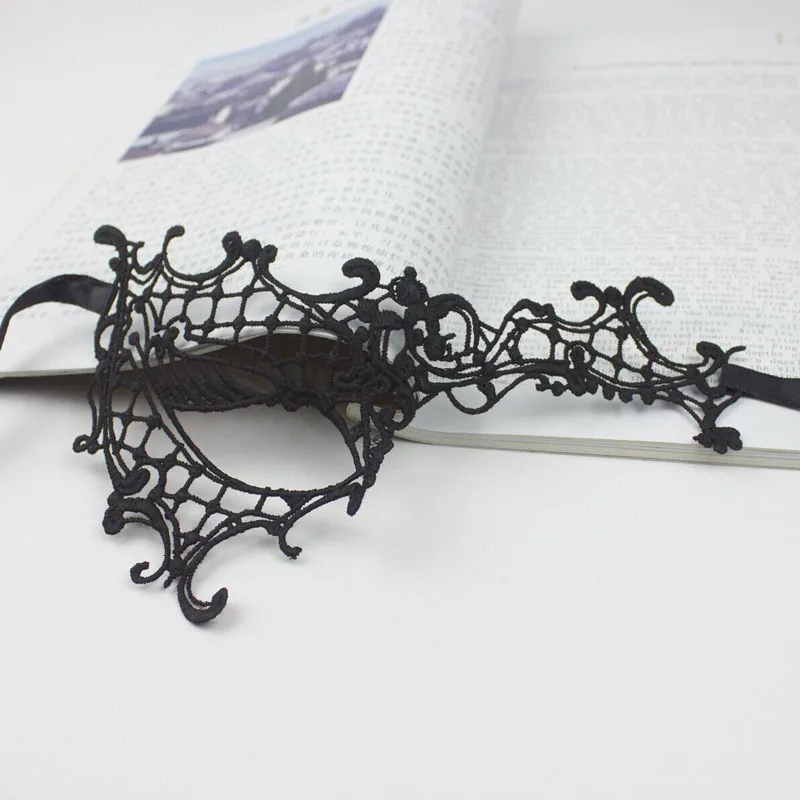 Маска на половину лица кружевная в форме ажурной вуали сексуальный черный глаз