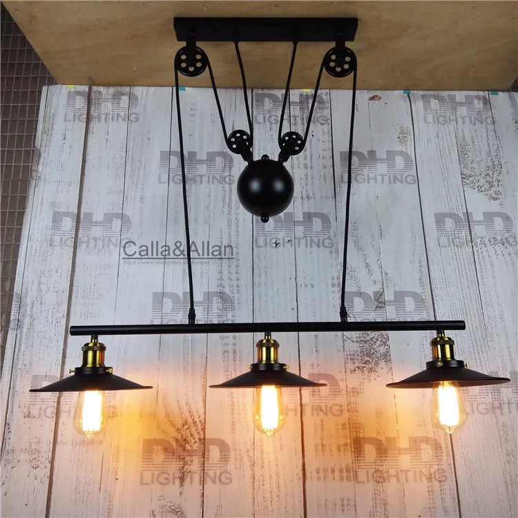 Лампа Эдисона в стиле ретро с 3 насадками винтажная Регулируемая Потолочная