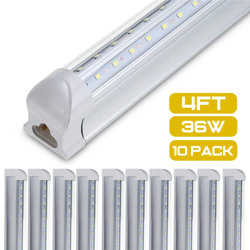 10PCS LED Tube T8 Light Lamp 36W 100LM/W Integrated Wall Tube 120CM 4ft 300mm T8 Led Lights SMD 2835 Lighting Cold White 85-265V