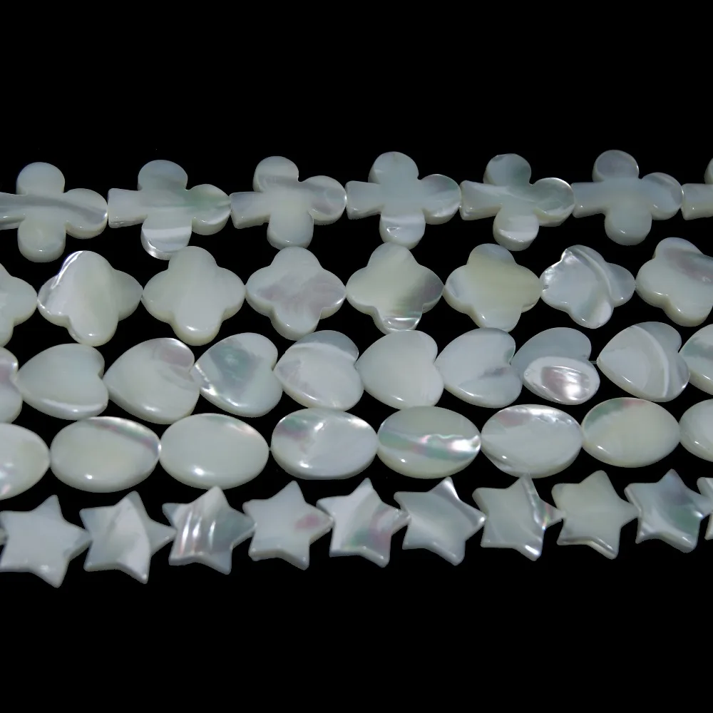 Оптовая продажа бусины в форме сердца клевера с белым натуральным жемчугом