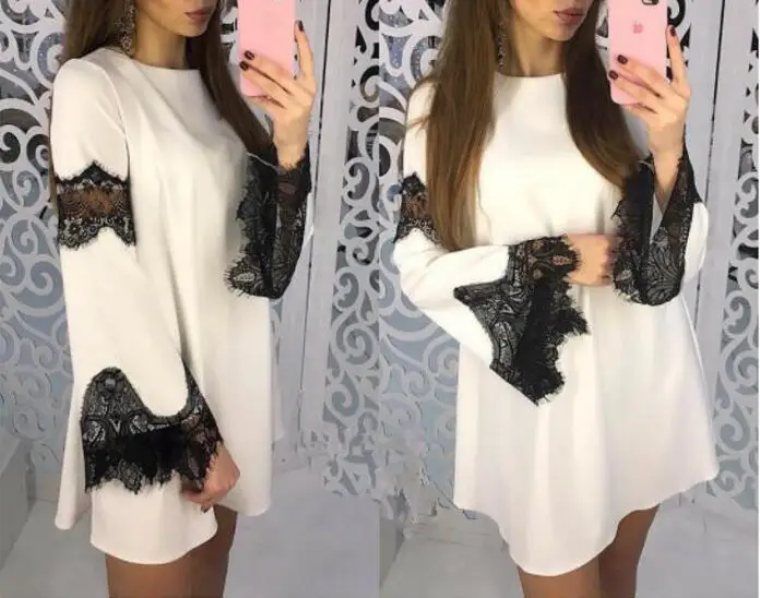 Зимнее женское кружевное платье, туника с длинным рукавом, вечерние, новинка, новогоднее, рождественское, Vestido, свободное платье, женская одежда