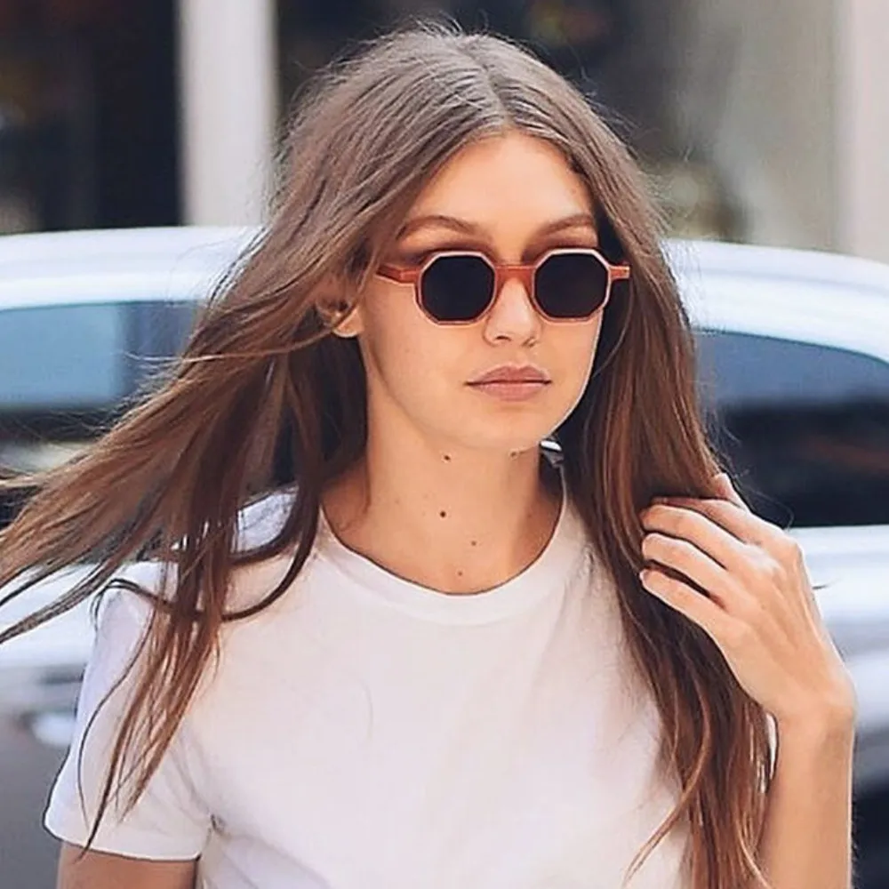 

2018 Fashion Women Sunglasses Small frame polygon Clear lens Sunglasses Brand Designer Men vintage Sun Glasses Hexagon Frame