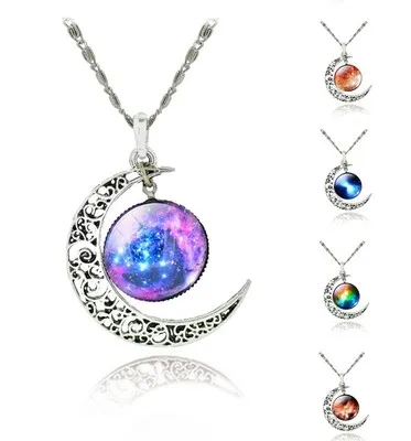 Модный женский Галактический стеклянный подвесной Брелок Серебряный цветной