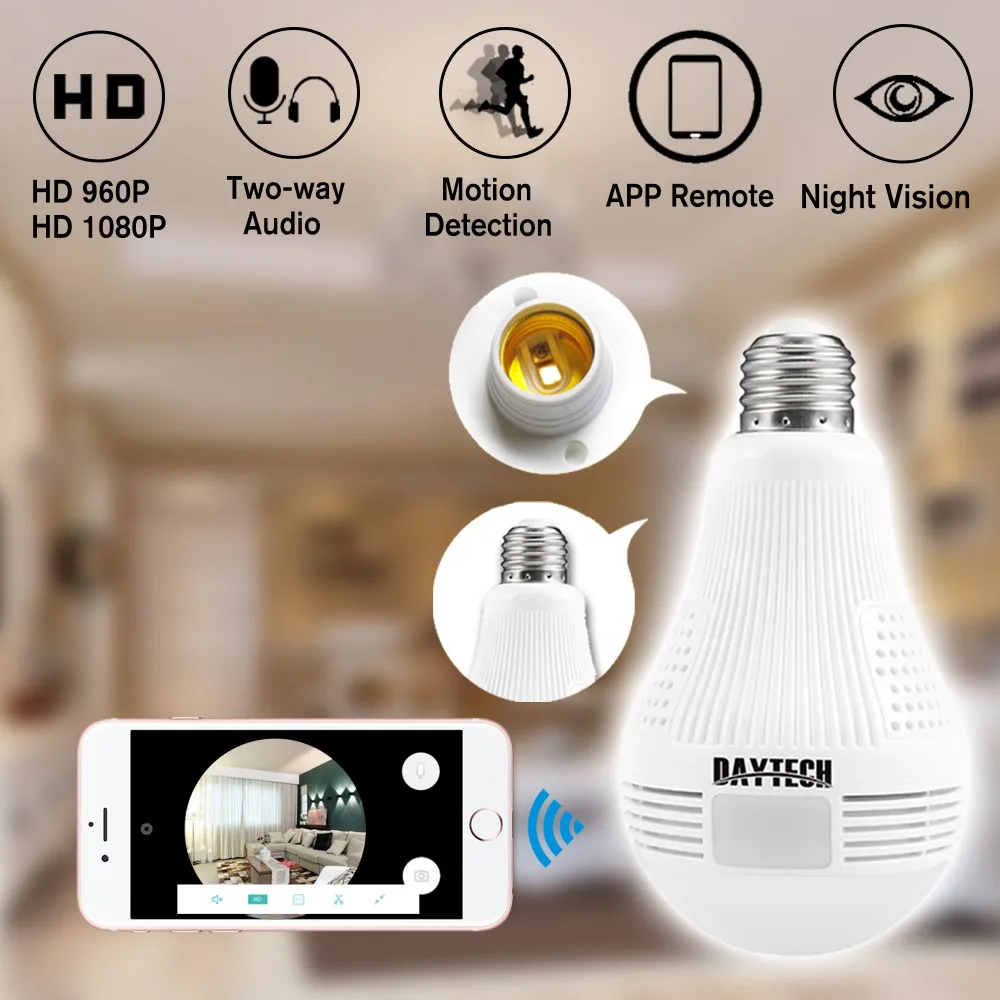 Daytech HD 2MP 1080 P/960 P CCTV Wifi камера Видео Аудио крытое ночное видение панорамный широкий