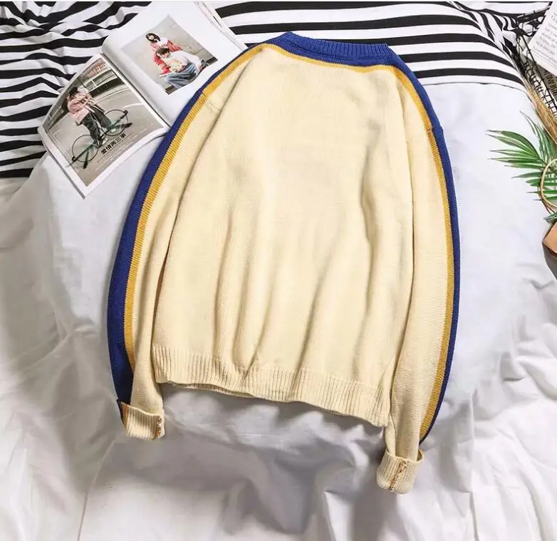 Autumn and winter retro cartoon round neck loose casual knitting sweater | Женская одежда