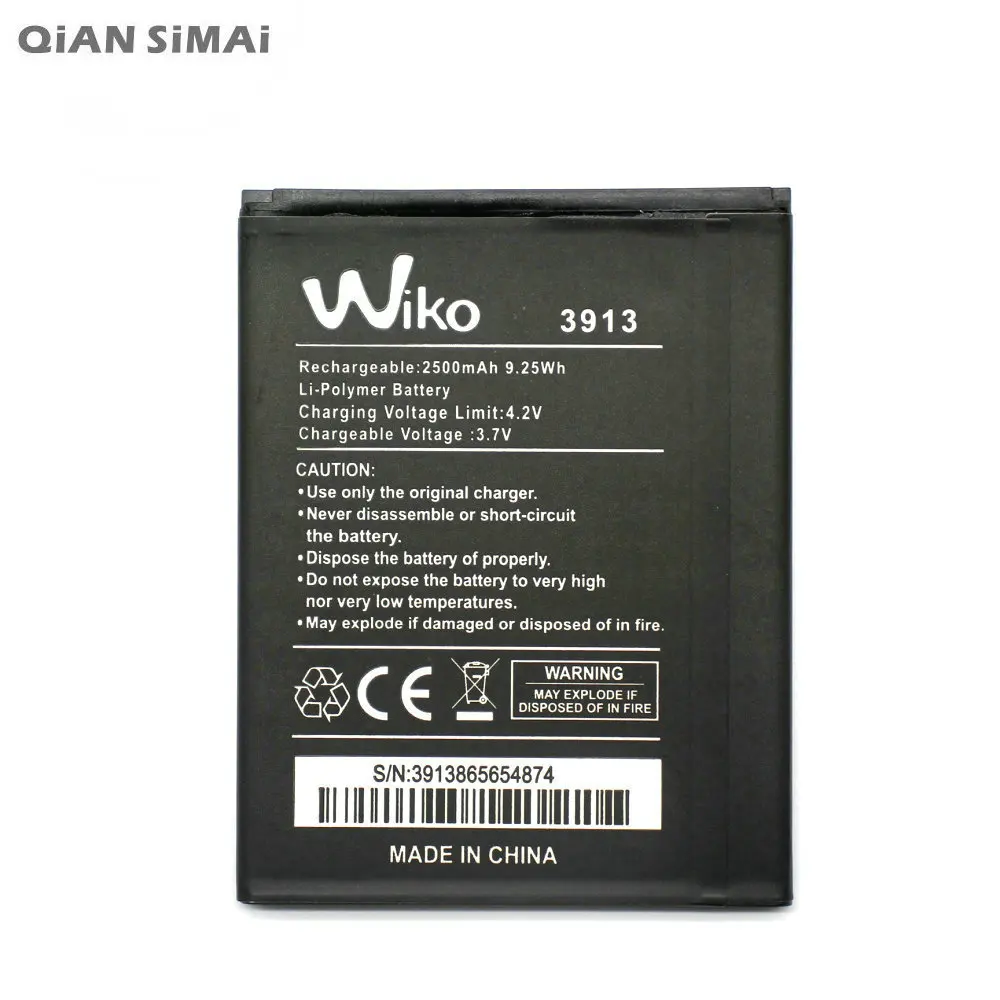 QiAN SiMAi Новый 2500 мАч Сменный аккумулятор для WIKO 3913 LENNY4 LENNY 4 мобильный телефон |