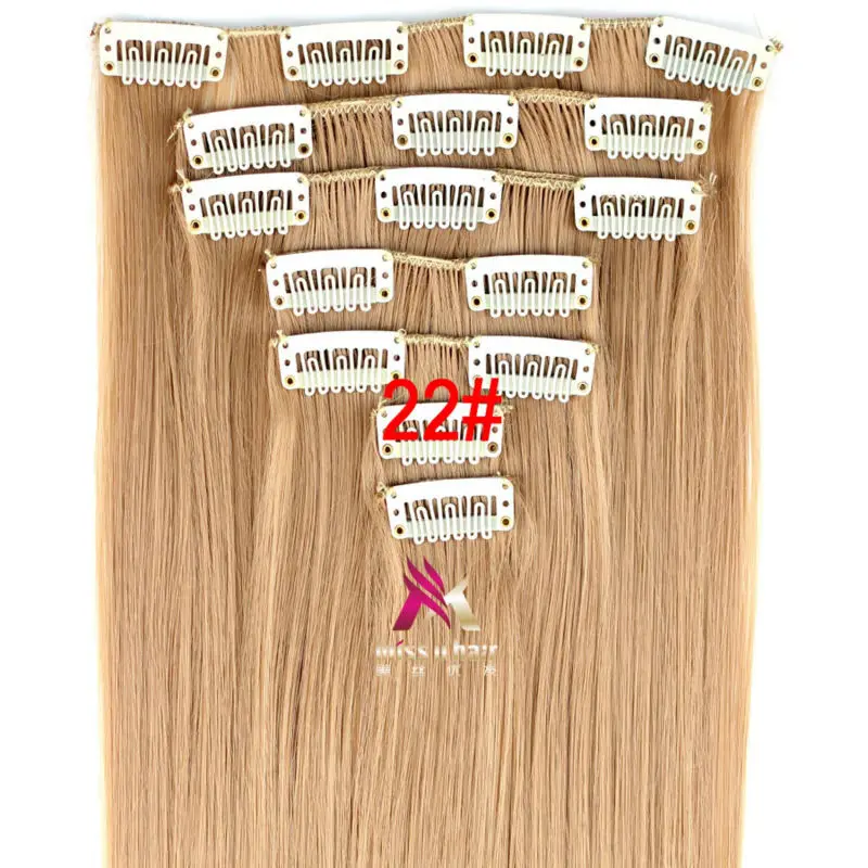 Miss U Hair 2" 130 г-135 г женский длинный прямой синтетический зажим на наращивание волос штук 7 шт./компл. Термостойкое волокно