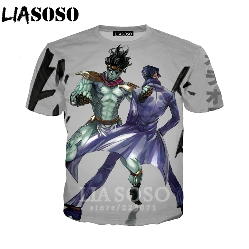 24 LIASOSO лето для мужчин женщин Kujo Jotaro Толстовка 3D принт аниме JoJo Необычные Приключения Футболка короткий рукав Топ пуловер B051-01 - Цвет: 24
