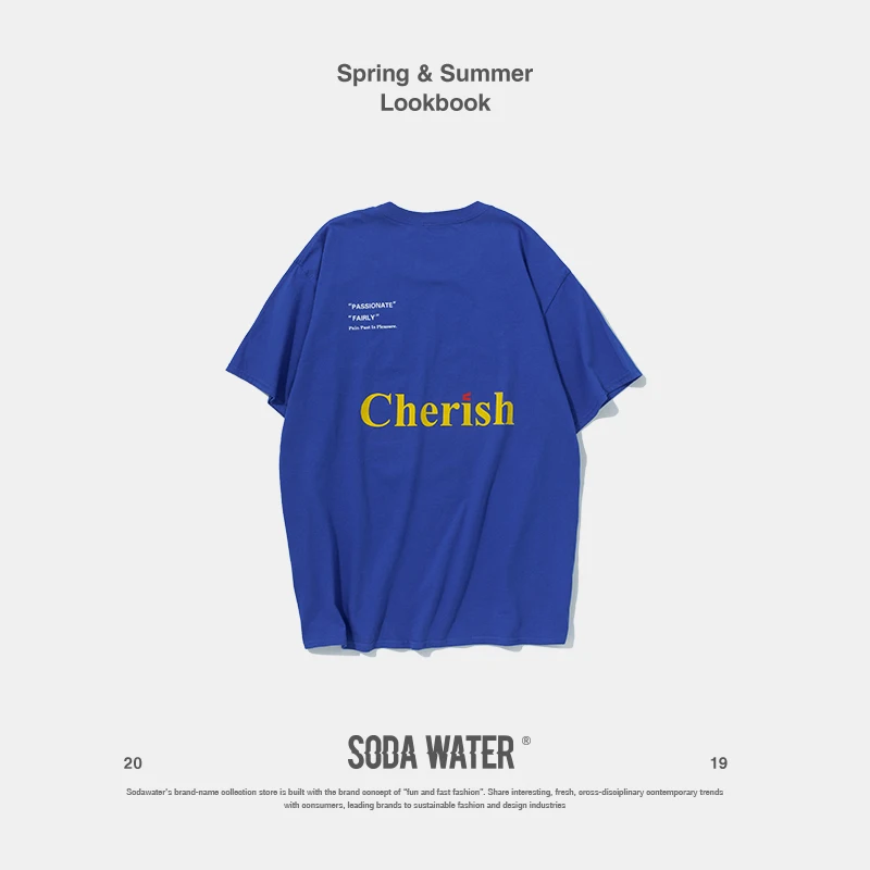 Мужская футболка в стиле хип-хоп SODA WATER унисекс Harajuku с коротким рукавом свободные
