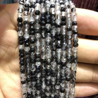5strings lotnatural black rutilated quartz beadsfaceted semi gem roundel tiny spacer gem beadssize approx 3x4mm15 5str