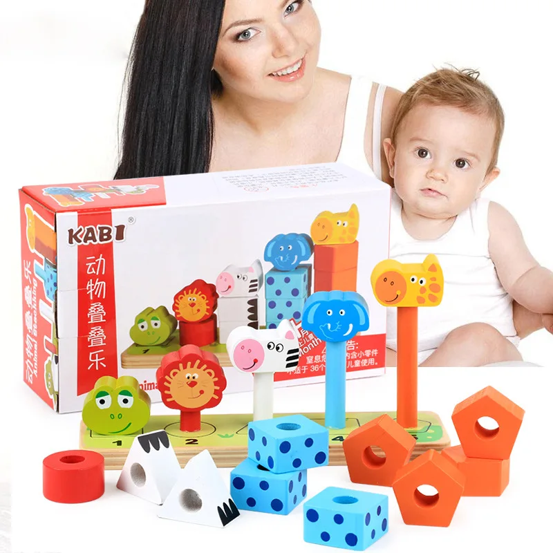 Wooden Montessori Teaching Aid Animal Shape Set of Column Toys kids puzzle educational toys | Игрушки и хобби