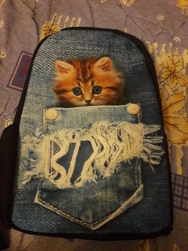 

FORUDESIGNS Children School Bags for Teenage Girls Cute Denim Cat Dog Schoolbags Kids Bookbag 3D Cartoon Animal Backpack Mochila