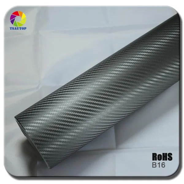 

Виниловая 3d-пленка TSAUTOP из углеродного волокна серого цвета, Размер 1,52x30 м, B16