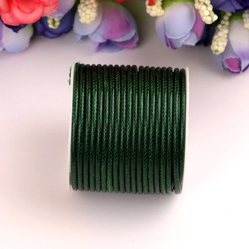 dark green DIY Wax Line Round Teabag Waxed Cotton Hand Made 2mm Necklace Rope Hand Knitting Cord 1 Roll String Beading Thread - Цвет: dark green
