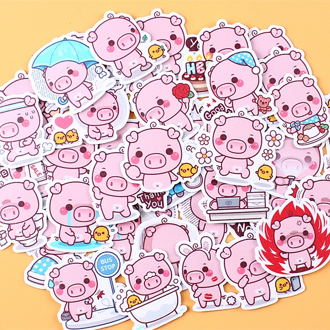 40pcs Creative kawaii Self-made Pink toot pig Stickers/ Beautiful Stickers /Decorative Sticker /DIY Craft Photo Albums