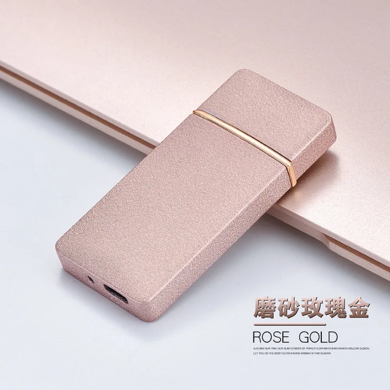 Оригинальность металла двухсторонний точечный детектор дыма Usb зарядка электрическая зажигалка мужской подарок - Цвет: rose