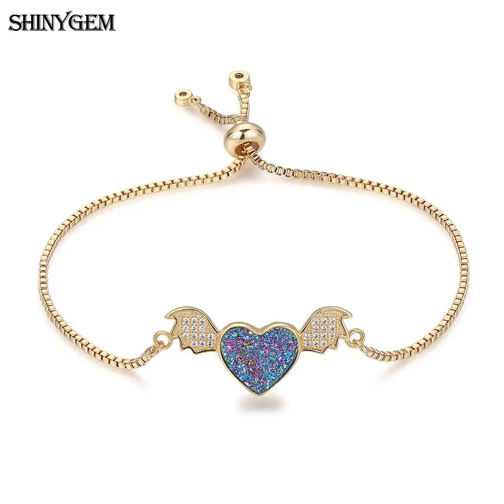 Женские очаровательные браслеты ShinyGem Little Devil с милым сердечком из натурального