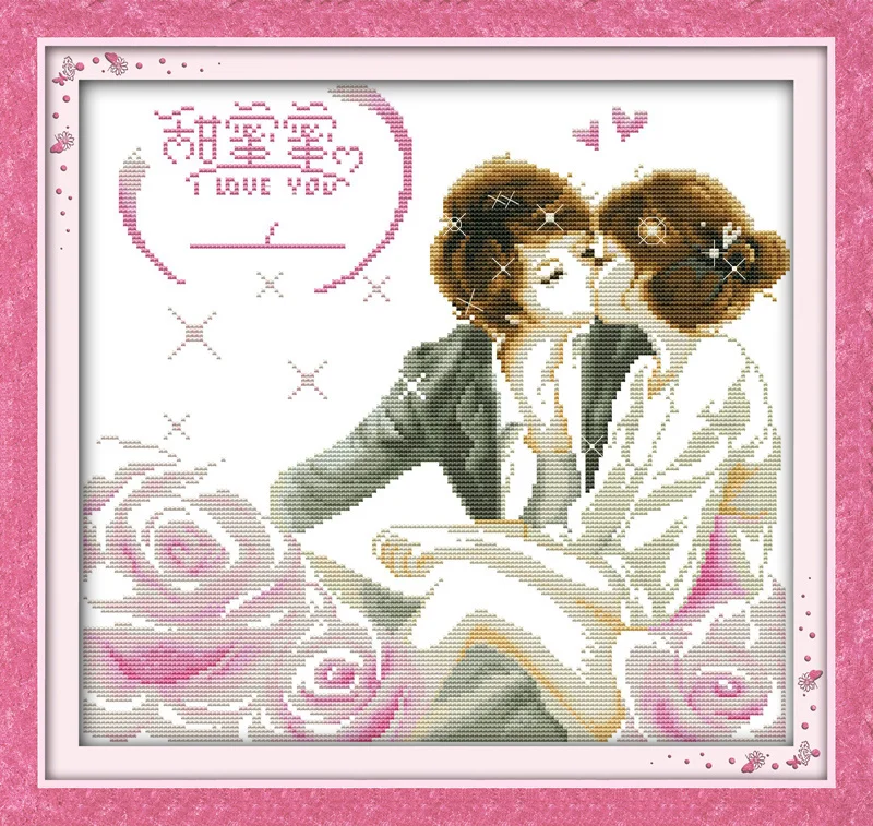 Набор для вышивки крестиком Sweet love boy kiss girl в китайском стиле DMC 11CT 14CT сделай сам |