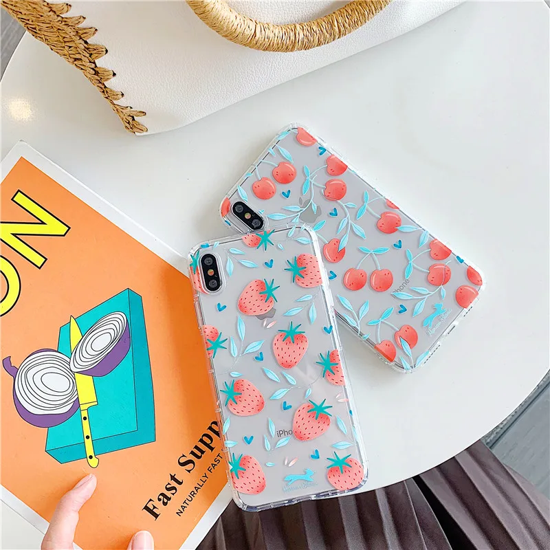Вишня клубника телефонные чехлы для iPhone 6 6s 7 8 X XS max XR чехол мягкий прозрачный