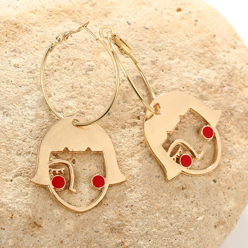 Необычные полые абстрактные Женские украшения в виде лица|Серьги-кольца| |