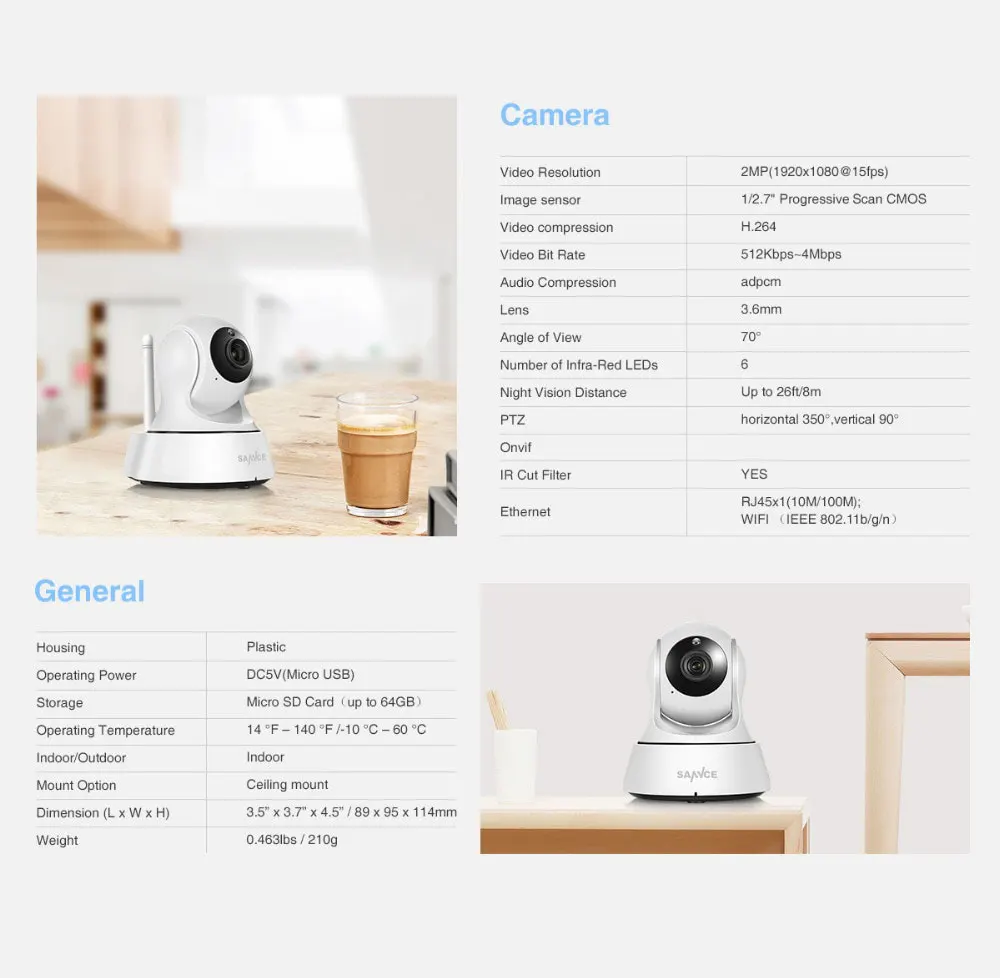 SANNCE Full HD 1080P Мини Wi-Fi камера беспроводная IP Sucurity CCTV камера Wifi Сеть Смарт ночного видения детский монитор