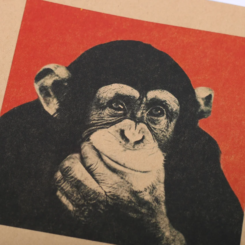 TIE LER ВИНТАЖНЫЙ ПЛАКАТ Gorilla наклейки на стену кухня ретро крафт бумага плакаты
