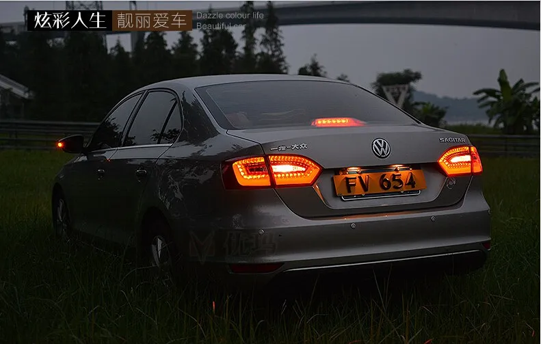 Стайлинга автомобилей задние фонари для VW Jetta 2011- светодиодные задние фонари задний багажник крышка лампы DRL+ сигнала+ тормоза+ обратный