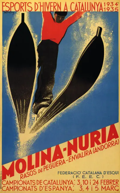 Винтажный постер для катания на лыжах спорта путешествий molina nuria классические
