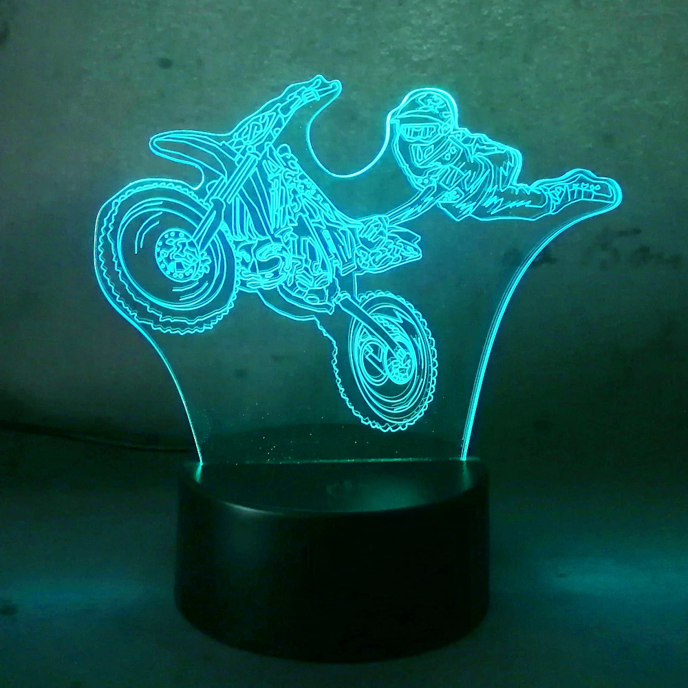 2018 3D LED человек и мотоцикл Экстрим Спорт шоу действие 7 цветов Изменение