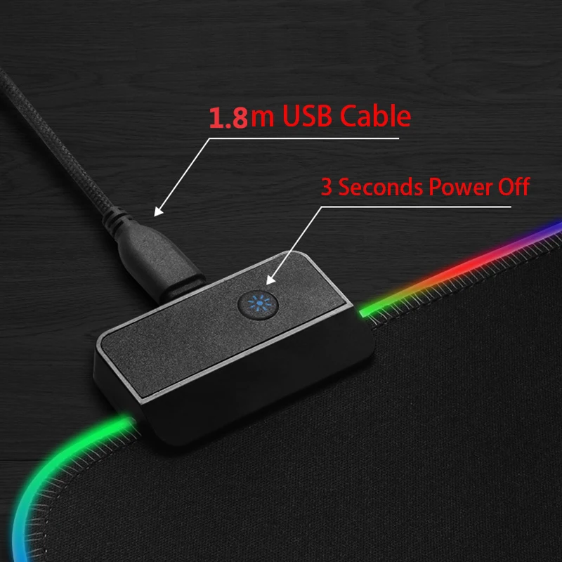 XL супер большой RGB игровой коврик для мыши 14 цветов светодиодный 1 8 м USB кабельная