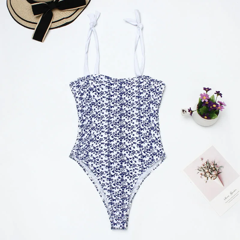 Сексуальный бандажный цельный купальный костюм с завязками на плечах купальник