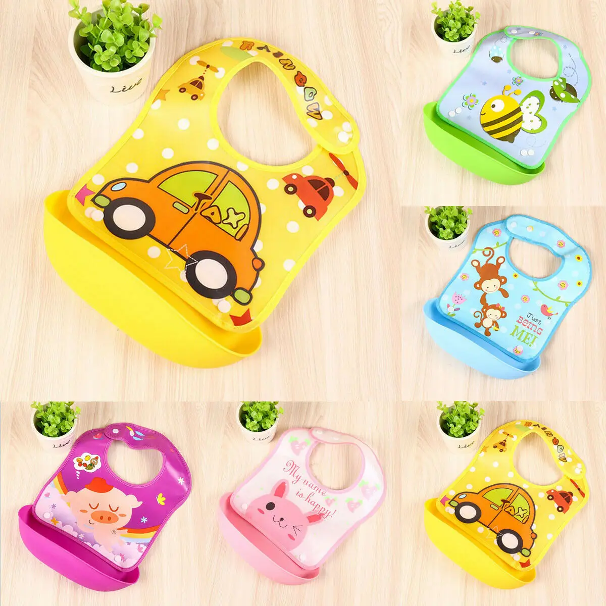 Милые регулируемые детские нагрудники EVA водонепроницаемые для кормления с