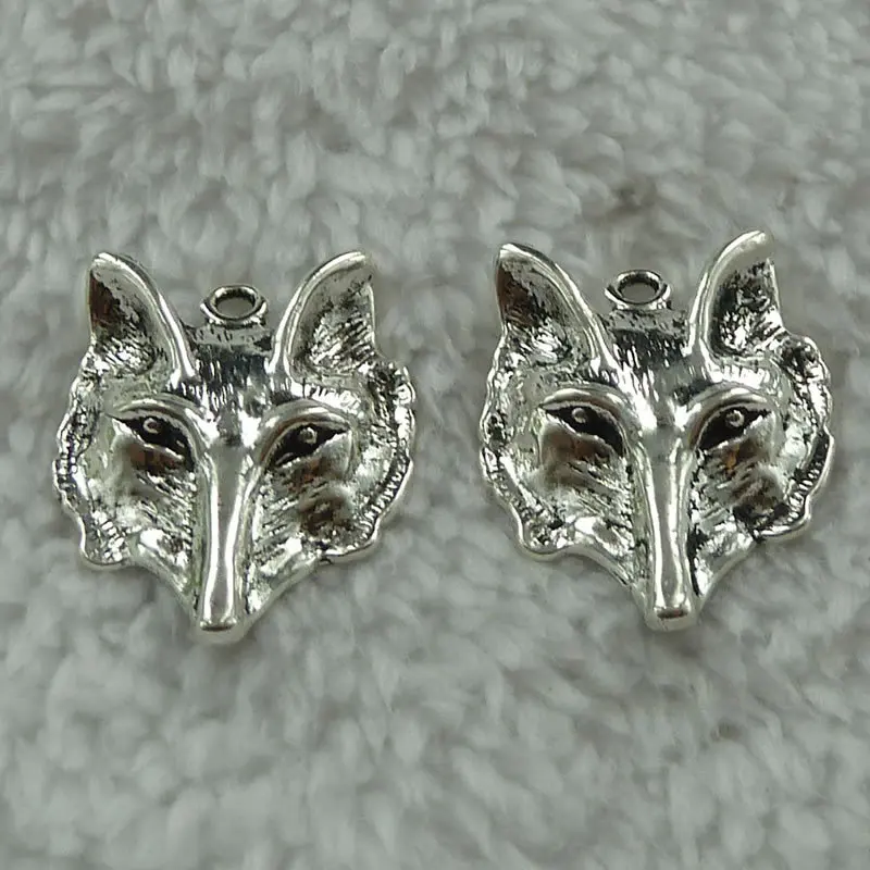 100 шт. античные серебряные подвески с волком 28x23 мм #3241|silver wolf charm|wolf charmcharm charm |