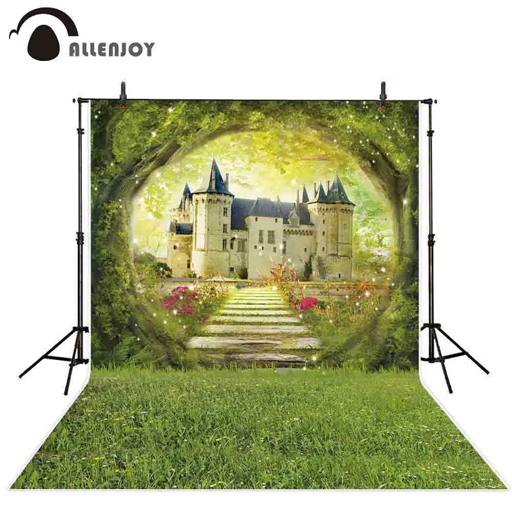 Allenjoy fairytale castle photography backdrop wonderland magic spring nature background photocall shoot prop photobooth decor |