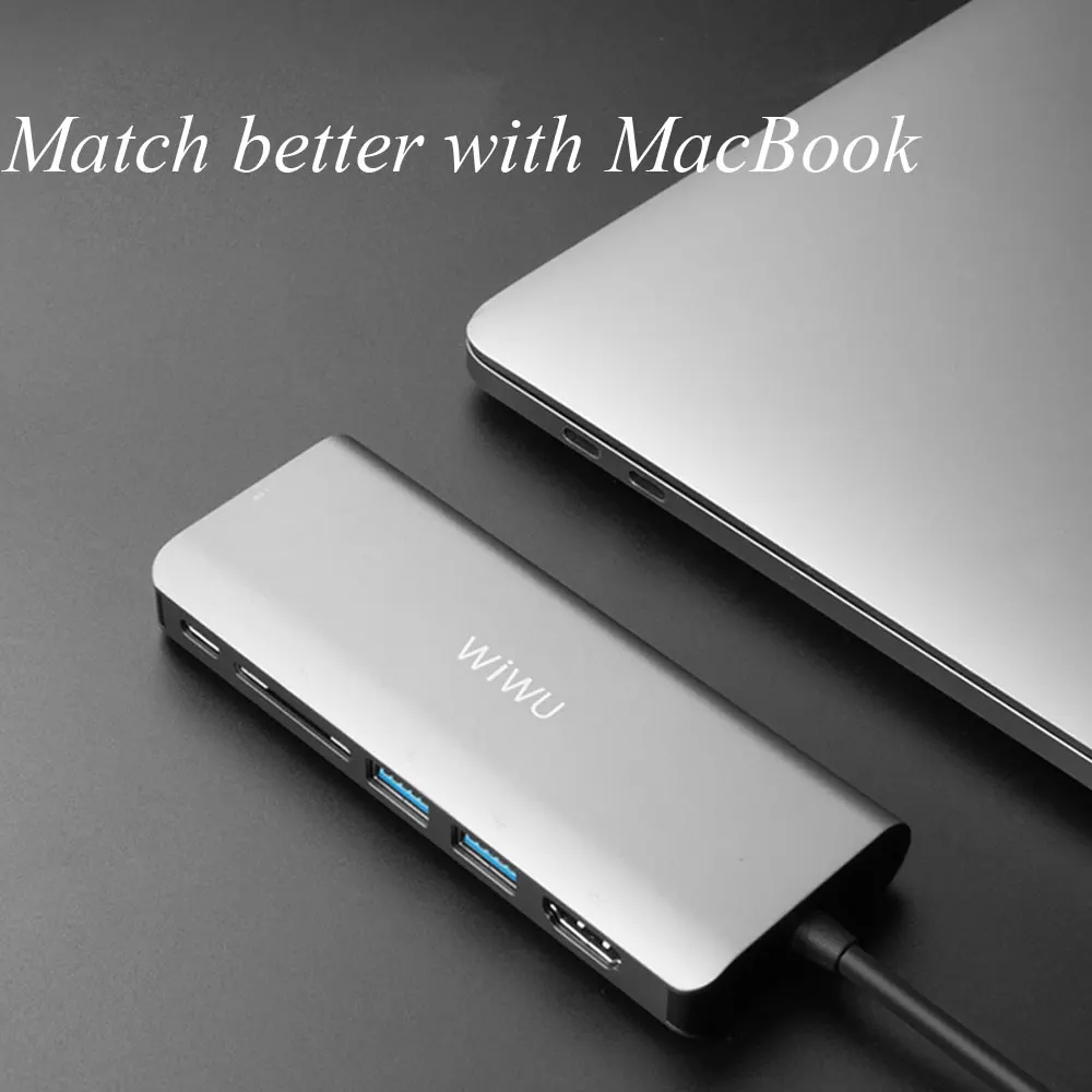 WIWU 6 в 1 USB 3,0 концентратор для MacBook Pro Air Многофункциональный usb type C 4K видео HDMI/RJ45 usb-хаб 3,0 адаптер зарядный порт концентраторы