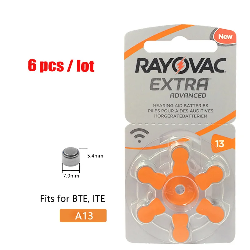 Набор батарей RAYOVAC EXTRA A13 из цинка для слухового аппарата 6 шт. |