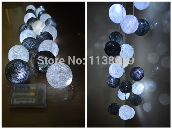 Светодиодная гирлянда с хлопковыми шариками на батарейках 20 шт./компл.