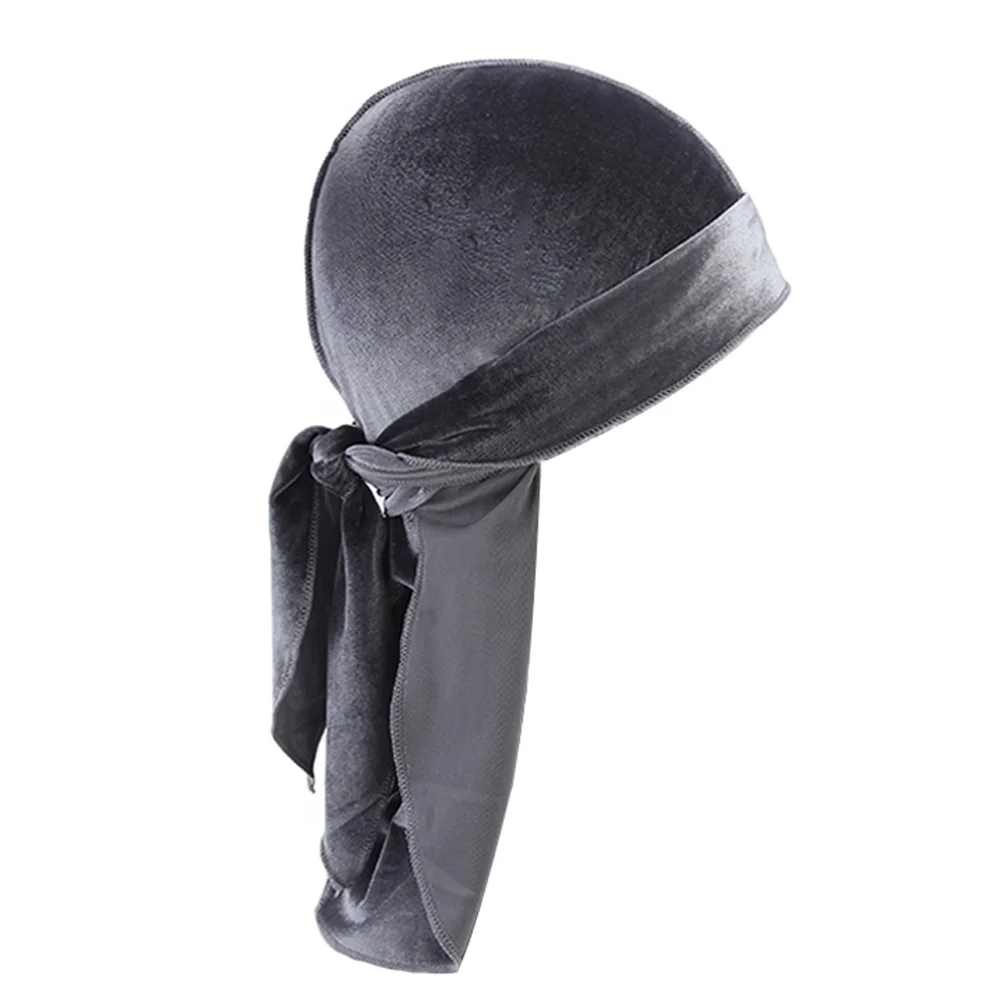 2019 Материал Durag Для мужчин бархат Durags Бандана тюрбан ДУ rag головной убор для