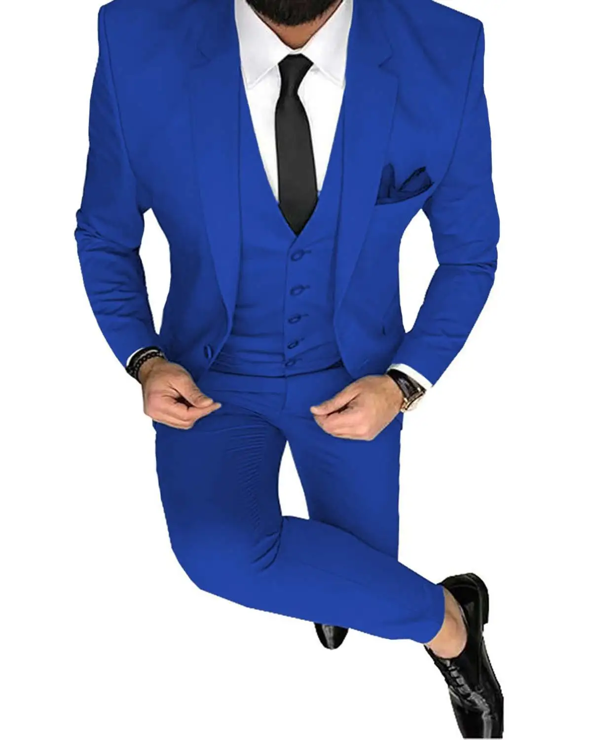 royal blue Модный Мужской приталенный Блейзер зеленого и синего цвета из 3 предметов, Классические Вечерние смокинги для жениха(Блейзер+ жилет+ брюки), новинка - Цвет: royal blue