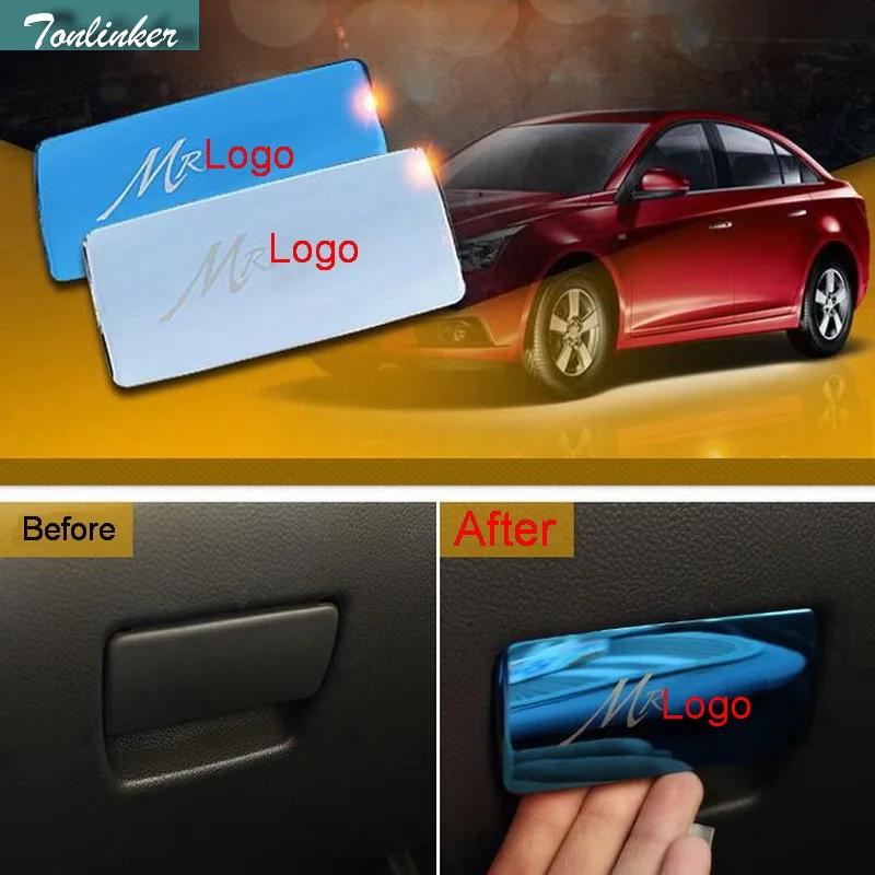 Наклейки Tonlinker на чехол для Chevrolet Cruze коробка перчаток из нержавеющей стали ручка