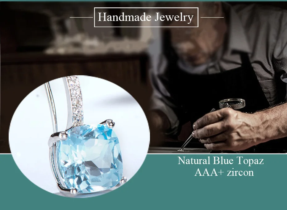 Kuolit 7.6ct натуральный небесно-топаз Драгоценный Камень Висячие серьги для женщин из натуральной 925 пробы Серебряное свадебное ювелирное изделие для помолвки
