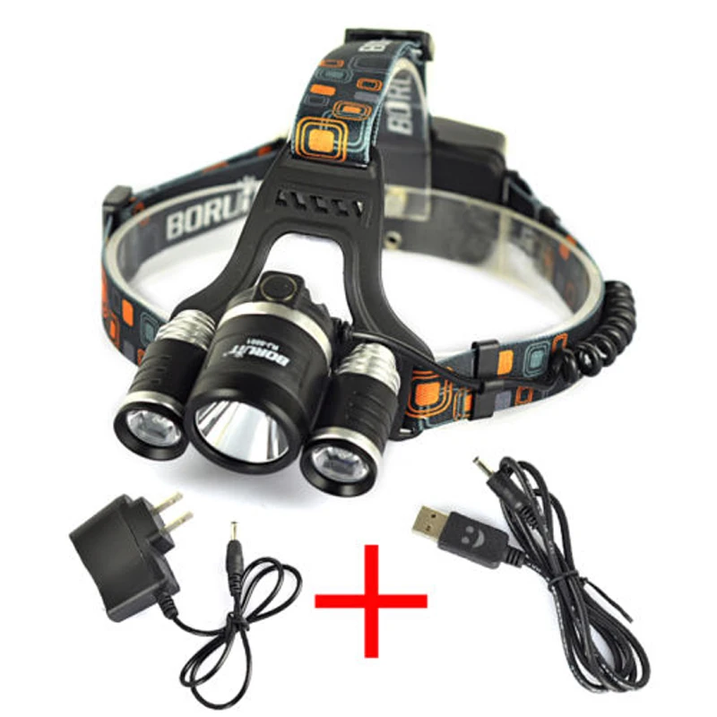 Boruit 30 Вт 8000LM 3x XM L2 LED 18650 налобный фонарь USB лампа + зарядное устройство