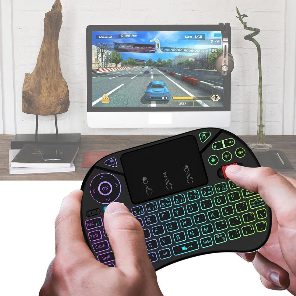 X8 RGB подсветка 2,4G мини беспроводная QWERTY клавиатура тачпад комбо с мультитач и колесо прокрутки