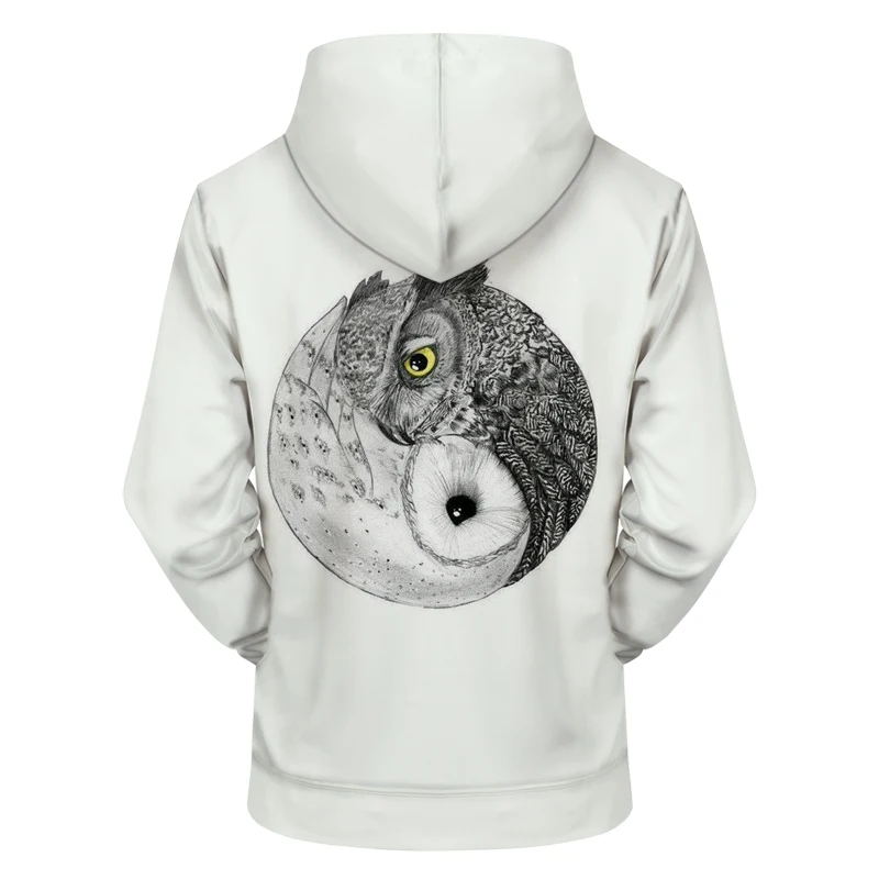 Ying& Yang худи с принтом "Сова" 3D печать белые мужские толстовки мужская одежда толстовки пуловер Прямая поставка ZOOTOP BEAR