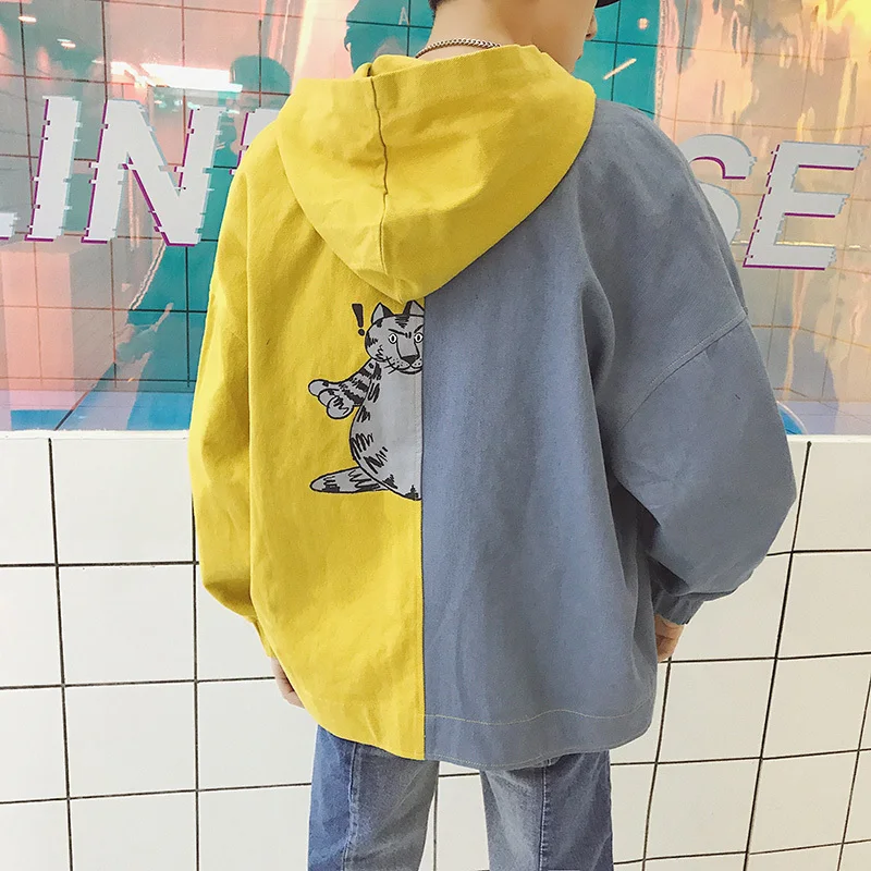 2018 мужские ковбойские пальто с мультяшным принтом молодежная Новая Модная