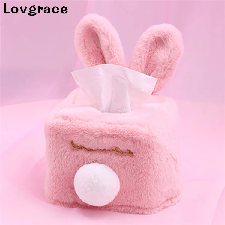 Lovgrace сладкий Луки жемчуг розовый кролик длинное ухо коробка для салфеток Держатель Servilletero раздатчик салфеток контейнер салфетка домашний Декор автомобиля